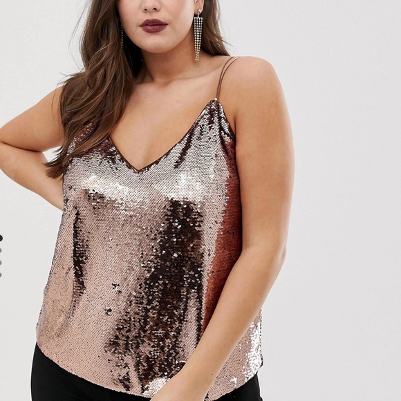 ASOS Design Curve sequin cami top with strap detail - Picture 4 of 4